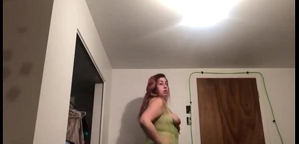  Tall and Chubby girl does her first striptease